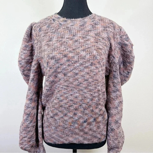 Unbranded Crewneck  Puff Sleeve Space Dye Sweater - Picture 2 of 16